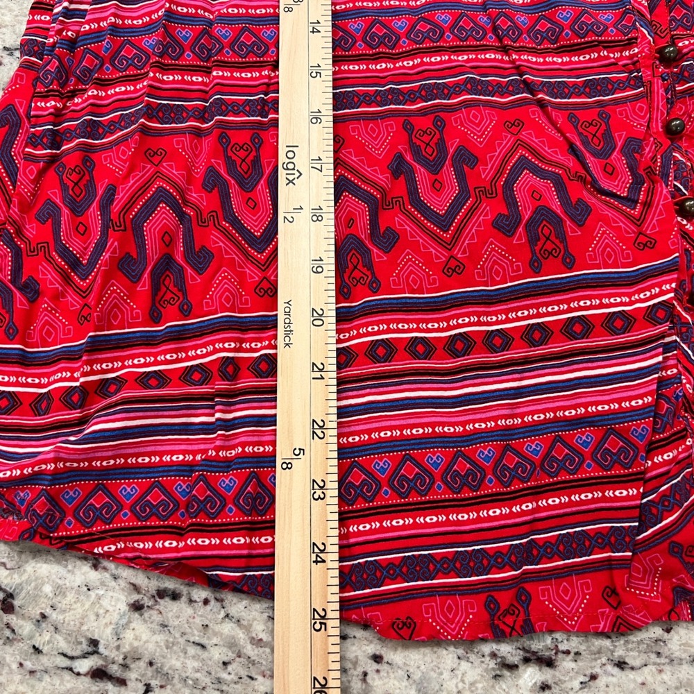 Wrangler Retro Top Womens XL Red Southwestern Print Boho Western Long Sleeve - Picture 8 of 8